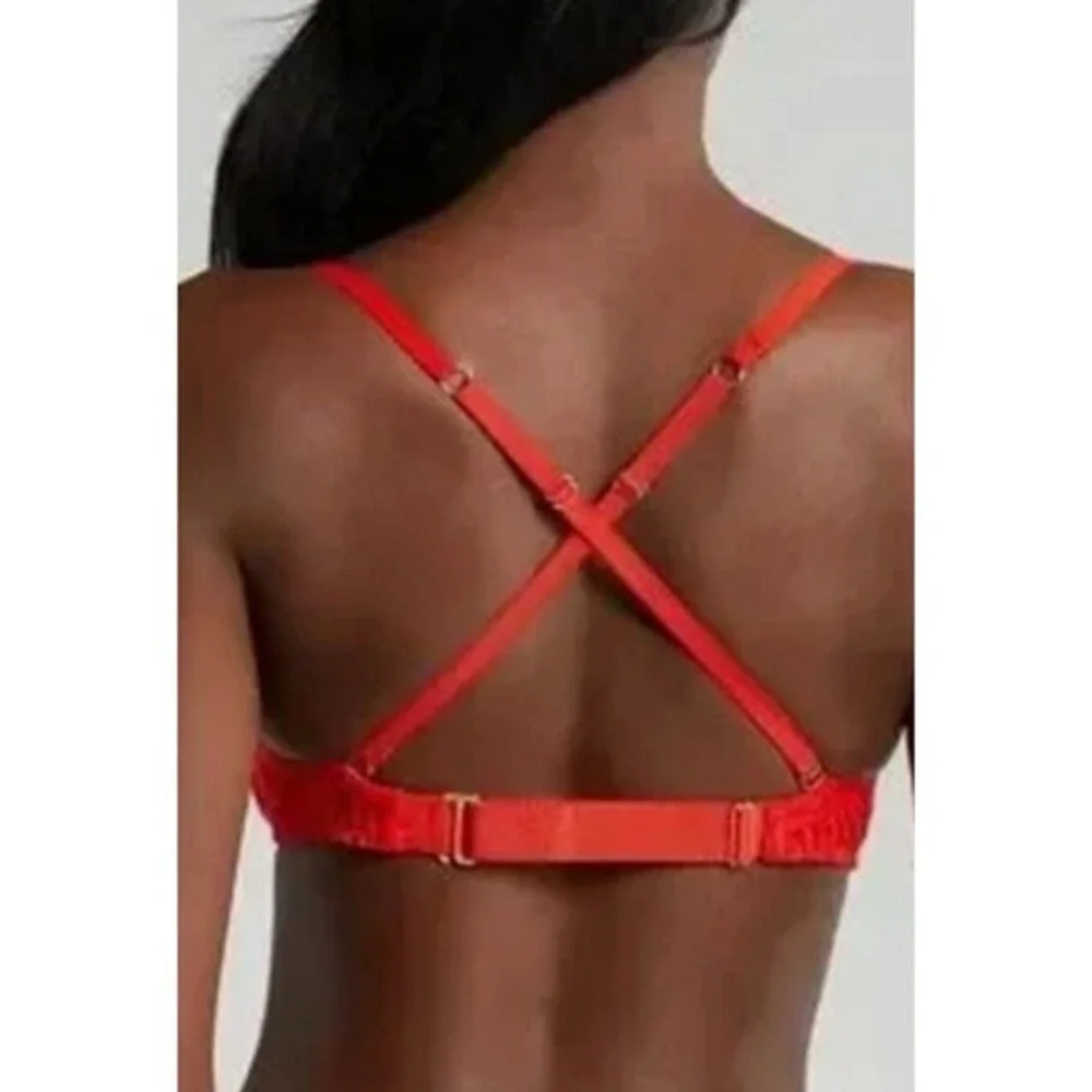 Free People We‎ Are HAH Lace Hook Up Bra Underwire Red B 30-38 Sexy Feminine NWT